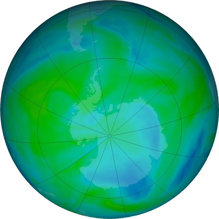 Antarctic ozone map for 24 December 2022